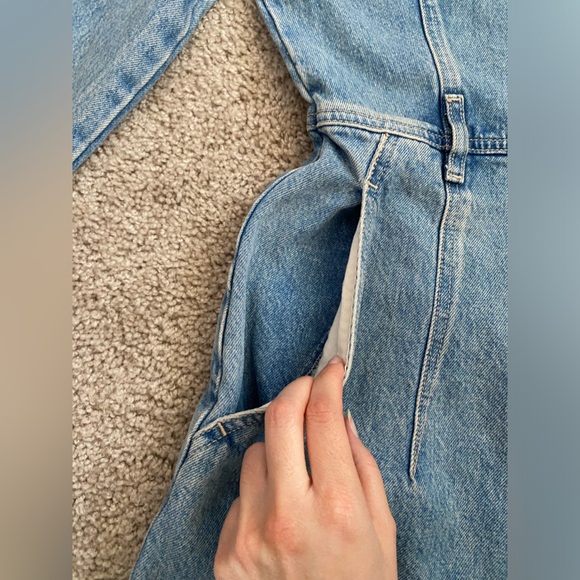 ZARA Denim Midi Shirt Dress Short lapel collar V-neck long sleeves Size XS NWT - Picture 14 of 16